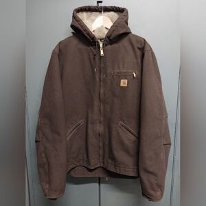 Carhartt Dark Brown Sherpa Lined Hoody Size Large Detriot